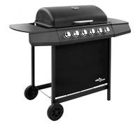 VidaXL Barbacoa de Gas 6 Fogones Negro