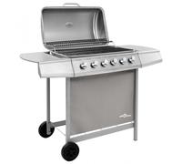 VidaXL Barbacoa de Gas 6 Fogones Plata