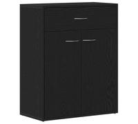vidaXL Barracón Moderno de Roble Negro con 1 cajón y 2 Puertas - Unidad de Almacenamiento Elegante para Sala de Estar o Uso en Interiores - Muebles de Madera elaborada contemporáneo Compacto geométri