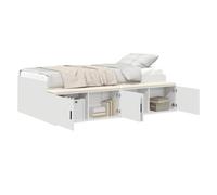 vidaXL Base de Cama Blanca Moderna Compartimentos de Almacenamiento Madera Trabajada 100 X 200 cm Tamaño de Colchón Diseño Elegante Mínimo Mantenimiento Organización en el Dormitori