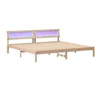 vidaXL Base de Cama de 180 x 200 cm en Madera de Pino Maciza en Color marrón, con Luces LED en Tira y Conector USB. Diseño Moderno y Elegante, fácil de Montar, Ideal para Adultos, no Necesita somier.