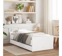 vidaXL Base de cama individual de madera de ingeniería blanca de 90 x 200 cm con listones de madera contrachapada y cajones integrados para dormitorio, base de colchón con almacenamiento