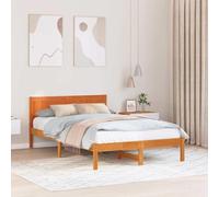 vidaXL Base de Cama Minimalista de Madera de Pino en Marrón Encerado para 2 Personas | Construcción Resistente 135 X 190 cm Montaje Fácil Muebles de Dormitorio de Interior Doble para Adultos