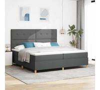 vidaXL Base de Cama Moderna con Botones Colchón y Tira LED | 200 x 200 cm Gris Oscuro Elegante Juego de Muebles para Dormitorio para Adultos Diseño Sólido Topper Incluido Configuración Cómoda