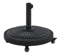 vidaXL Base de parasol con ruedas, ideal para postes de Ø38-48 mm. Pesa 13 kg, es redonda y resistente. Es un soporte de metal elegante para sombrilla que ofrece protección UV. Perfecto para usar en