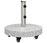 vidaXL Base de sombrilla Redonda de Granito con Ruedas de 30 kg, Color Gris, tamaño 45 x 42.5 cm. Tiene un diseño Moderno, es Estable y Cuenta con un Bloqueo de Acero Inoxidable. Ideal para Usar al a