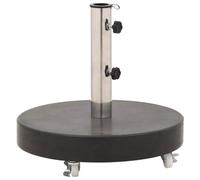 vidaXL Base de Sombrilla Redonda de Granito Soporte de Sombrilla para Patio Jardín Playa Cerca de Piscina Sostener Pesos de Parasol Negro 30kg