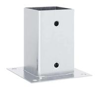 vidaXL Bases para postes cuadradas 4 uds. Plata 81x81 mm, base para cercas de concreto, base para postes de cerca, soporte para postes de metal