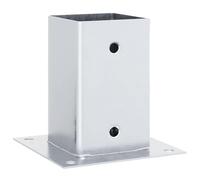 vidaXL Bases para postes cuadradas 4 uds. Plata 91x91 mm, base para cercas de concreto, base para postes de cerca, soporte para postes de metal