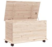 vidaXL Baúl de almacenaje con Ruedas Alta Madera Maciza 73x39,5x43 cm, baúl, Caja de Mantas, baúl de almacenaje, Caja de Almacenamiento