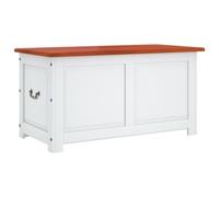 vidaXL Baúl de Almacenaje con Tapa, Mesita de Centro, Caja de Almacenaje, Cofre para Dormitorio Pasillo Salón, Madera de Acacia Marrón y Blanco