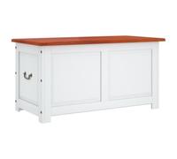 vidaXL Baúl de almacenaje con tapa, mesita de centro, madera de acacia marrón y blanco