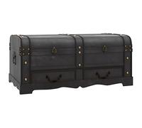 vidaXL Cofre Almacenaje Grande de Estilo Antiguo de Madera Baúl Mesa de Centro Negro