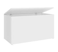vidaXL Baúl de Almacenamiento Banco Cofre Entrada Caja Muebles Herramientas Juguetes Revistas Libros Madera Contrachapada Blanco Brillo 84x42x46 cm
