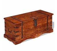 vidaXL Baúl de Almacenamiento de Madera Maciza con Acabado Miel Color Marrón
