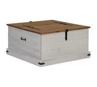 vidaXL Baúl de Almacenamiento Halden Blanco 91x91x47 cm Madera Maciza, baúl de Madera, baúl de Almacenamiento, baúl de Juguetes