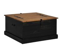 vidaXL Baúl de almacenamiento Halden madera maciza 91x91x47 cm Negro