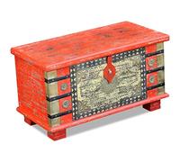vidaXL Baúl de Almacenamiento Madera de Mango Color Rojo 80 x 40 x 45 cm