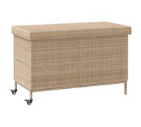 vidaXL Baúl de jardín con Ruedas ratán sintético Beige 110x55x73 cm, Caja de Almacenamiento al Aire Libre, Almacenamiento de Cojines de jardín, Caja de Almacenamiento de Cojines