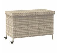vidaXL Baúl jardín con Ruedas Gris Claro 110x55x73 cm ratán sintético, Caja de Almacenamiento al Aire Libre, Almacenamiento de Cojines de jardín, Caja de Almacenamiento de Cojines