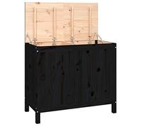 vidaXL Baúl para Colada Cubo Cesto Tapa Almacenamiento Ropas Zapatos Juguetes Cuarto Baño Dormitorio Decoración Madera Maciza de Pino Negro