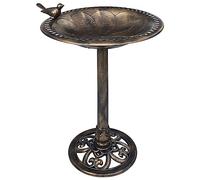 vidaXL Bebedero para Pájaros 50x76 cm, Bronce, Plástico Resistente al Clima, Peana Estable, Cuenco para Jardín, Fuente Exterior