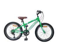 vidaXL Bicicleta de Montaña 20 Pulgadas 6-Speed para 5-8 años Verde, Bicicleta de Aventura, clásica, Ideal para Paseos, Fitness, Ciclismo Off-Road, manillares Ajustables, telescópica