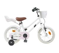 vidaXL Bicicleta infantil de 14 pulgadas para niños de 3 a 5 años de edad, color blanco, asiento de manillar ajustable, bicicleta infantil, minirueda, vehículo para niños pequeños, bicicleta de