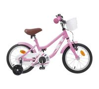 vidaXL Bicicleta infantil de 16 pulgadas para 4-6 años de edad, rosa claro, bicicleta clásica para niños, manillar ajustable, conducción segura, ideal para pequeños ciclistas