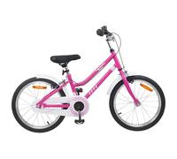 vidaXL Bicicleta infantil de 18 pulgadas para 5-7 años de edad, rosa y blanco, esperando aventuras, accesorios clásicos de bicicleta para niños, experiencia para jóvenes ciclistas, diversión al aire