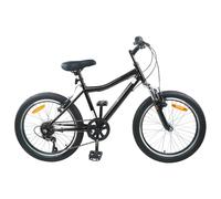 vidaXL Bicicleta para niños de 20 pulgadas de 6 velocidades para 6-11 años de edad, color negro, marco de aleación, diseño clásico, manillar ajustable, asiento cómodo, fácil montaje, duradera, de bajo
