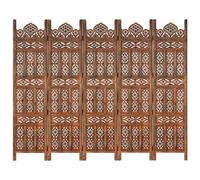 vidaXL Biombo 5 Paneles Tallado a Mano Divisor Pantallas Separador Dormitorio Salón Oficina Despacho Sala de Estar Decoración Marrón Madera Mango
