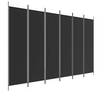 vidaXL Biombo Divisor de 6 Paneles Separador Decoración Habitación Dormitorio Oficina Pantalla Privacidad Pared Plegable de Tela Negro