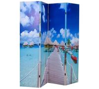 vidaXL Biombo con Foto de Playa Pantalla Divisor Separador de Espacios con Imagen Impresa para Dividri Habitación Madera de Abeto 160x170 cm