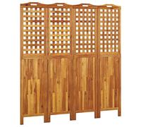 vidaXL Biombo 4 paneles plegable – Separador de ambientes en madera maciza de acacia