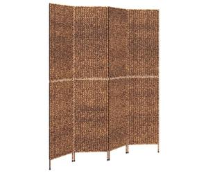 vidaXL Biombo de 4 Paneles, Separador de Ambientes Plegable, Pantalla de Privacidad, Paneles para Jardín Balcón Dormitorio, Jacinto de Agua Marrón