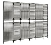 vidaXL Biombo de 6 Paneles, Biombo Plegable, Separador de Ambientes, Biombo de Privacidad para Salón Oficina Jardín, Ratán Sintético Gris