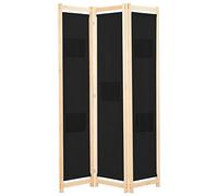 vidaXL Biombo Divisor 3 Paneles de Tela Negro 120x170x4 cm