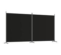 vidaXL Biombo Divisor de 2 Paneles Separador Decoración Habitación Dormitorio Oficina Pantalla Privacidad Pared Plegable de Tela Negro