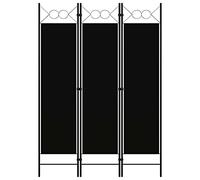 vidaXL Biombo Divisor de 3 Paneles de Pie Plegable Separador Habitación Dormitorio Estancia Decoración Partición Privacidad Negro 120x180 cm