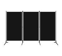 vidaXL Biombo divisor de 3 paneles negro 260x180 cm