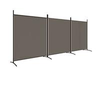 vidaXL Biombo Divisor de 3 Paneles Separador Decoración Habitación Dormitorio Oficina Pantalla Privacidad Pared Plegable de Tela Gris Antracita