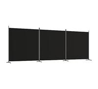 vidaXL Biombo divisor 3 paneles – Plegable de tela negra, separador para habitación
