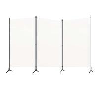 vidaXL Biombo plegable 3 paneles, tela poliéster y marco de hierro, blanco 260x180 cm