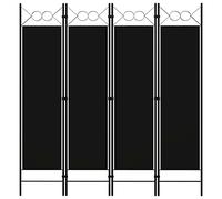 vidaXL Biombo Divisor de 4 Paneles de Pie Plegable Separador Habitación Dormitorio Estancia Decoración Partición Privacidad Negro 160x180 cm