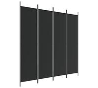 Biombo divisor de 4 paneles de tela negro 200x200 cm
