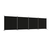 vidaXL Biombo Divisor de 4 Paneles de Tela Negro 698x180 cm