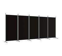 vidaXL Biombo Divisor de 5 Paneles Separador Decoración Habitación Dormitorio Oficina Pantalla Privacidad Pared Plegable de Tela Negro
