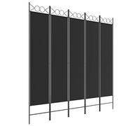 vidaXL Biombo Divisor de 5 Paneles Separador Decoración Habitación Dormitorio Oficina Pantalla Privacidad Pared Plegable de Tela Negro