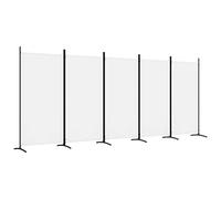 vidaXL Biombo Divisor de 5 Paneles Separador Decoración Habitación Dormitorio Oficina Pantalla Privacidad Pared Plegable de Tela Blanco